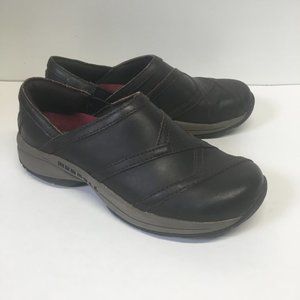 MERRELL BLACK Slip on Lattice Shoes Clogs Leather J178605C Size 5